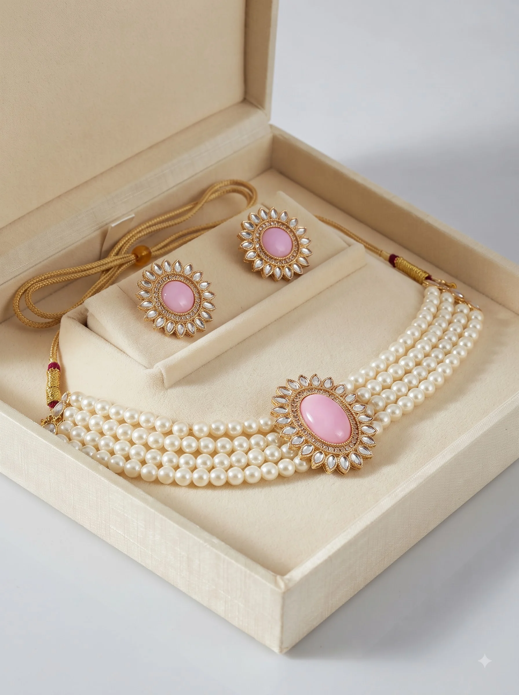 Pink Pearl Floral Choker - Image 6