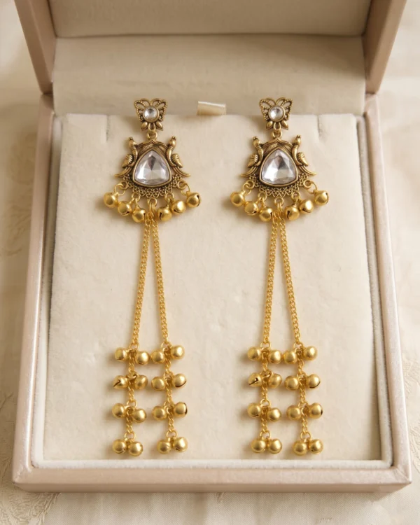 Kundan Grace Tassel Drop Earrings