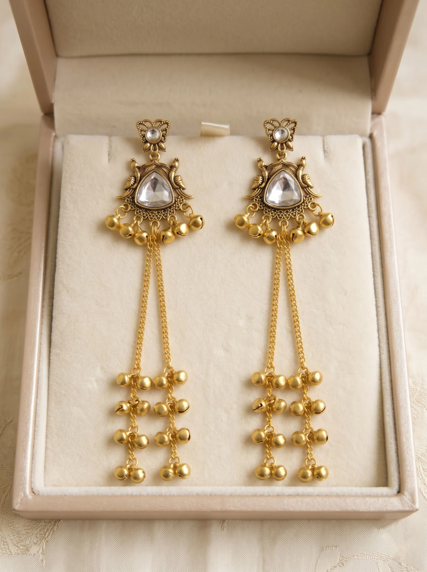 Kundan Grace Tassel Drop Earrings