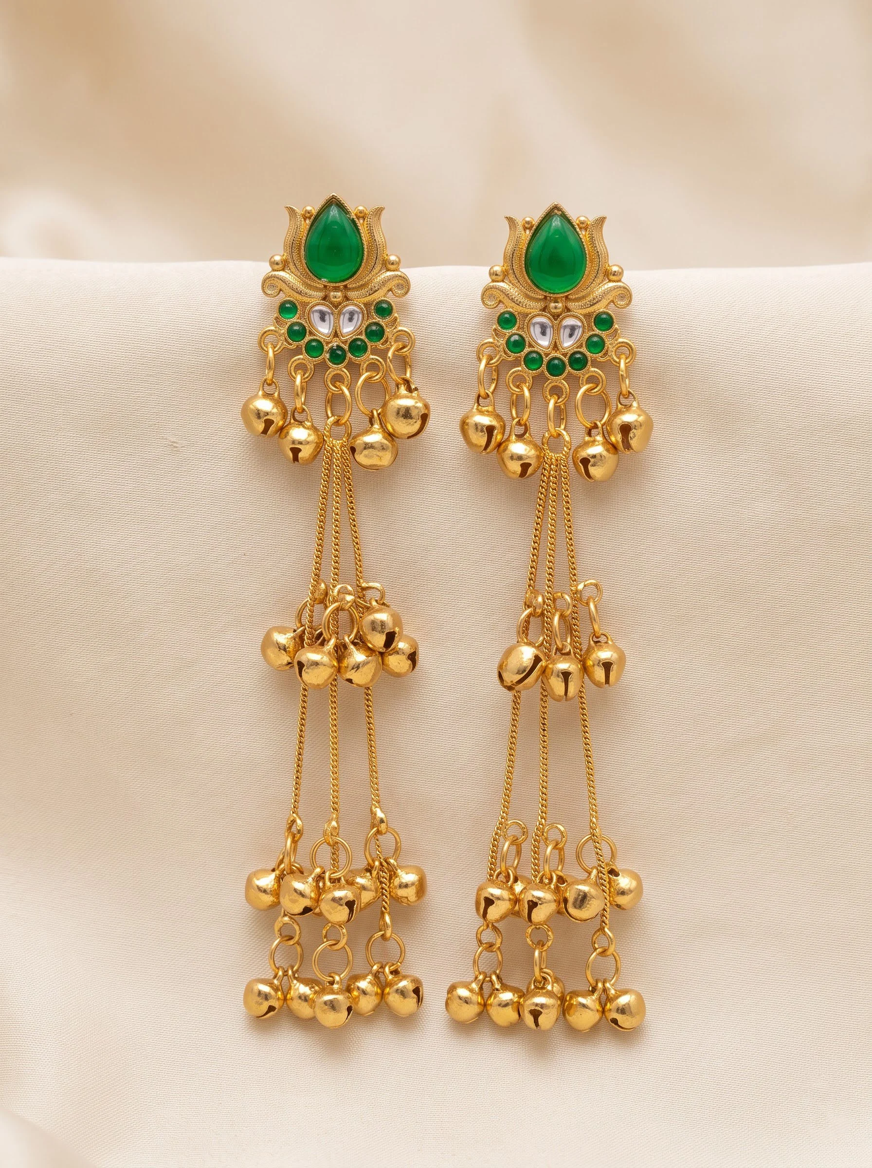 Emerald Royale Tassel Drop Earrings - Image 4