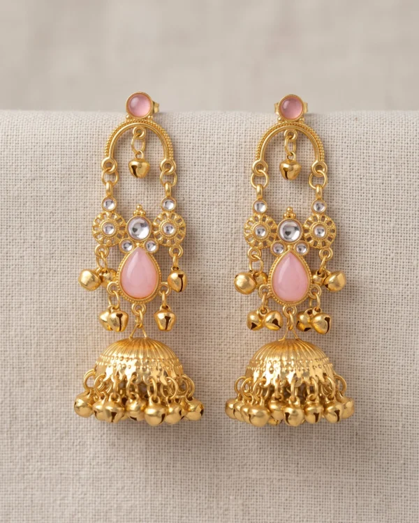 Pink Jhumka Drop Earrings