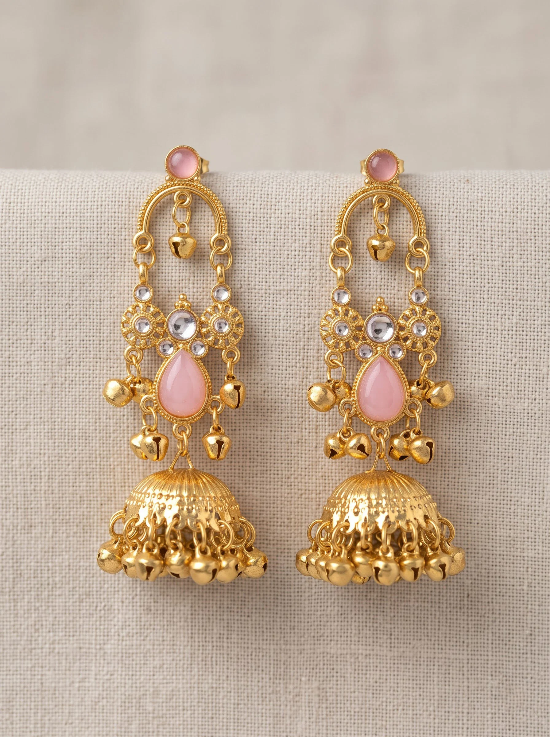 Pink Jhumka Drop Earrings