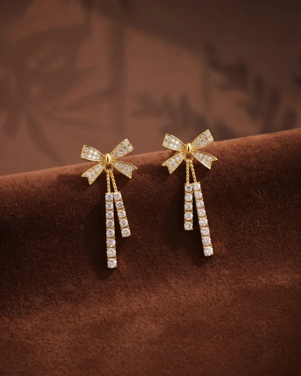 Crystal Bow Drop Earrings