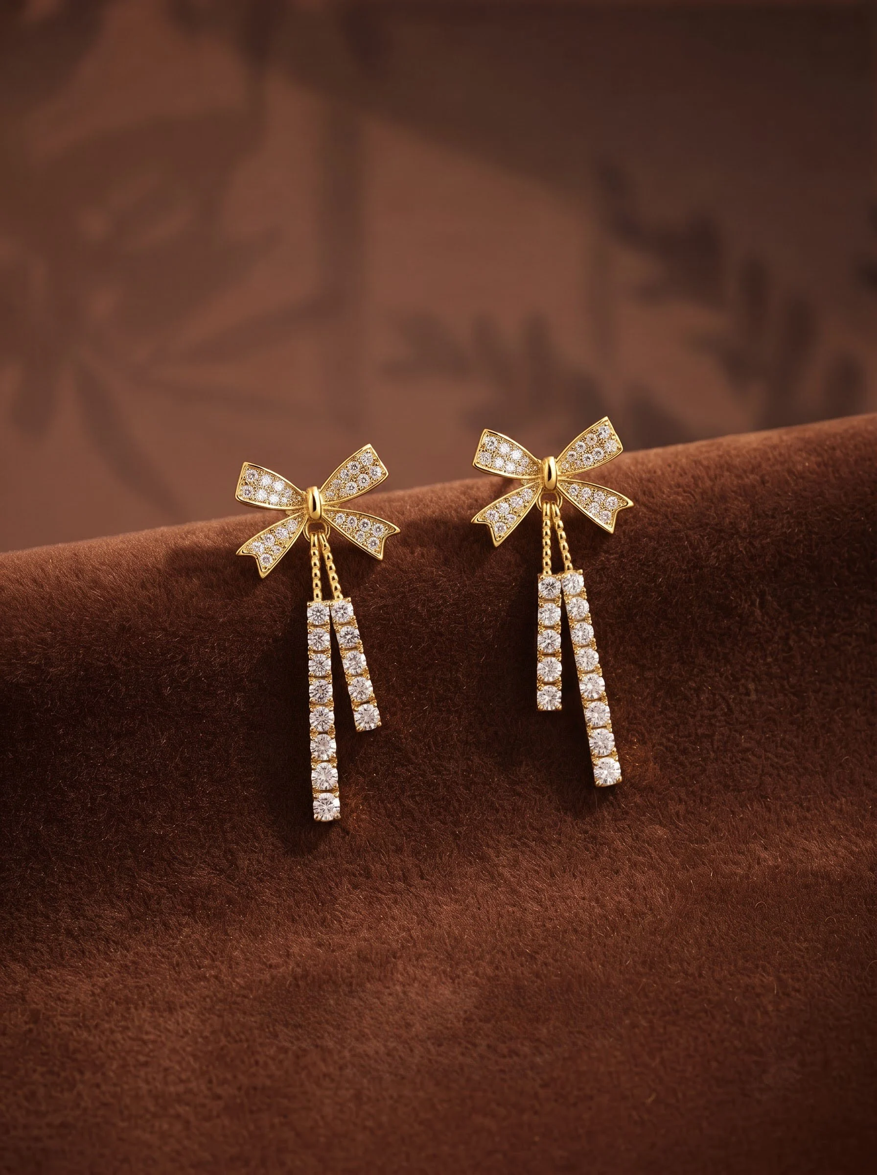 Crystal Bow Drop Earrings