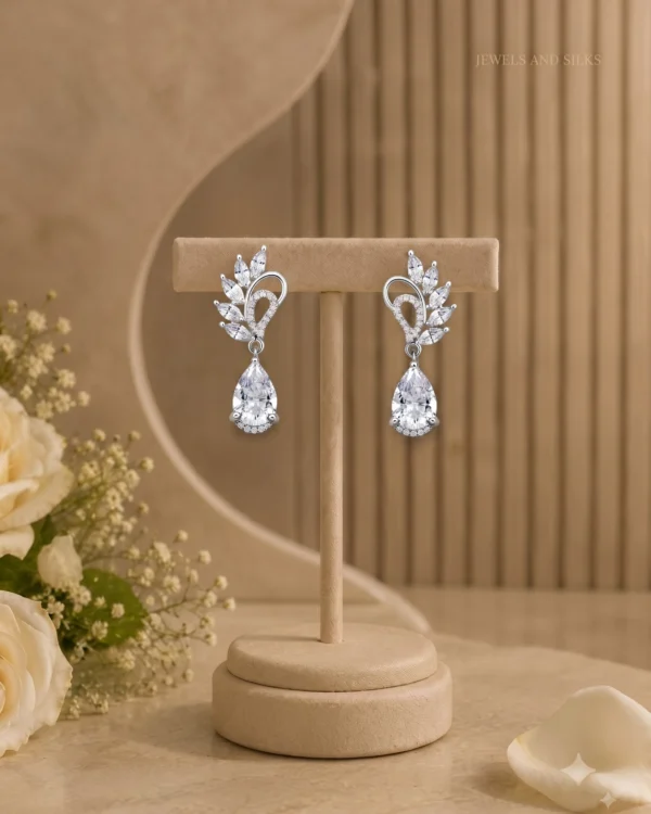 Crystal Leaf Drop Earrings