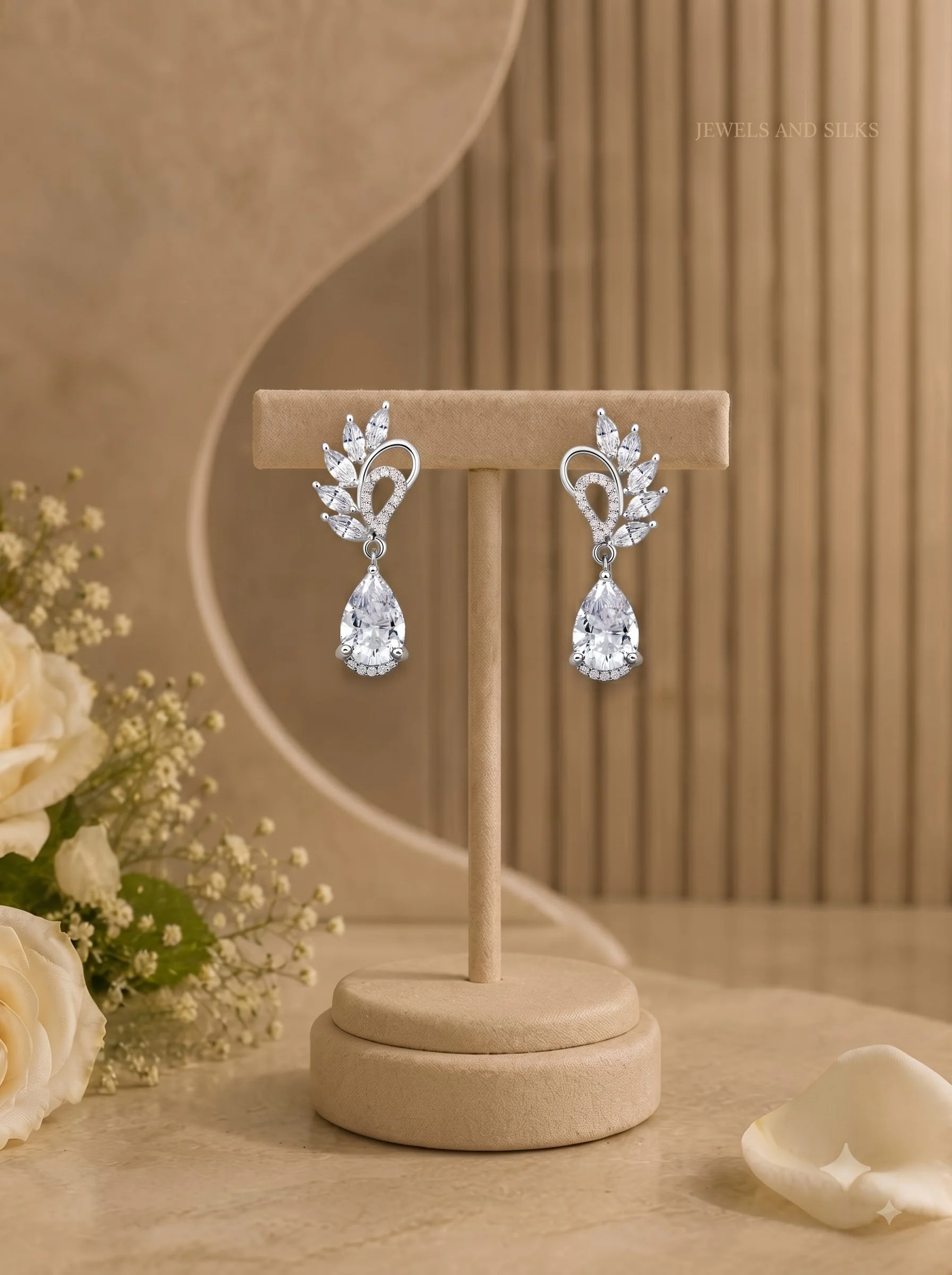Crystal Leaf Drop Earrings