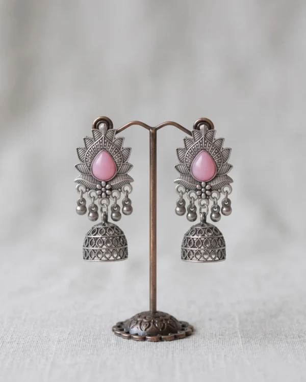 Blush Meher Oxidised Jhumka Earrings