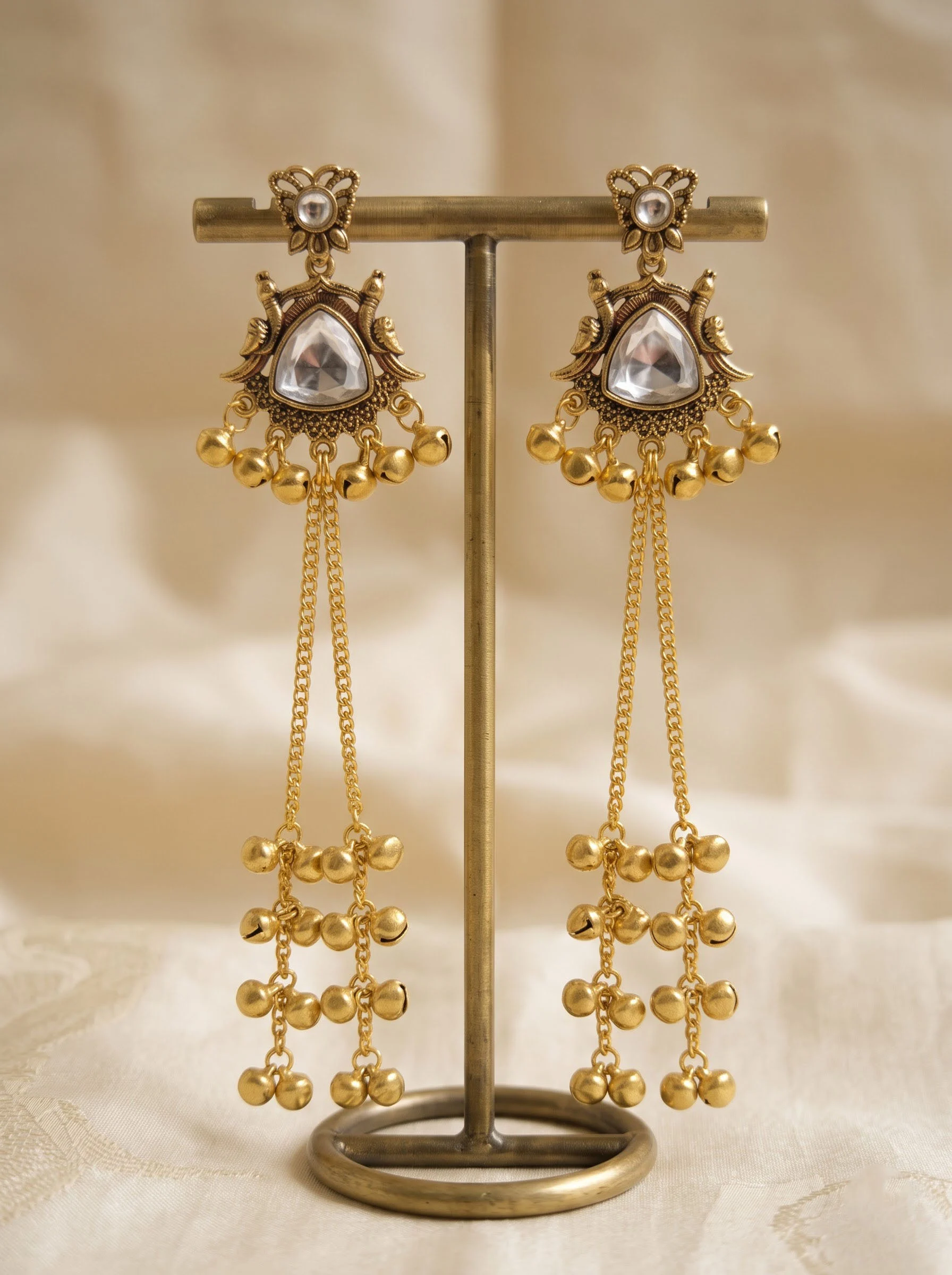 Kundan Grace Tassel Drop Earrings - Image 3