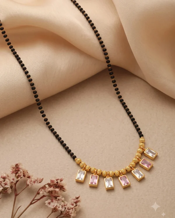 Contemporary Gold Tone Diamond Look Mangalsutra