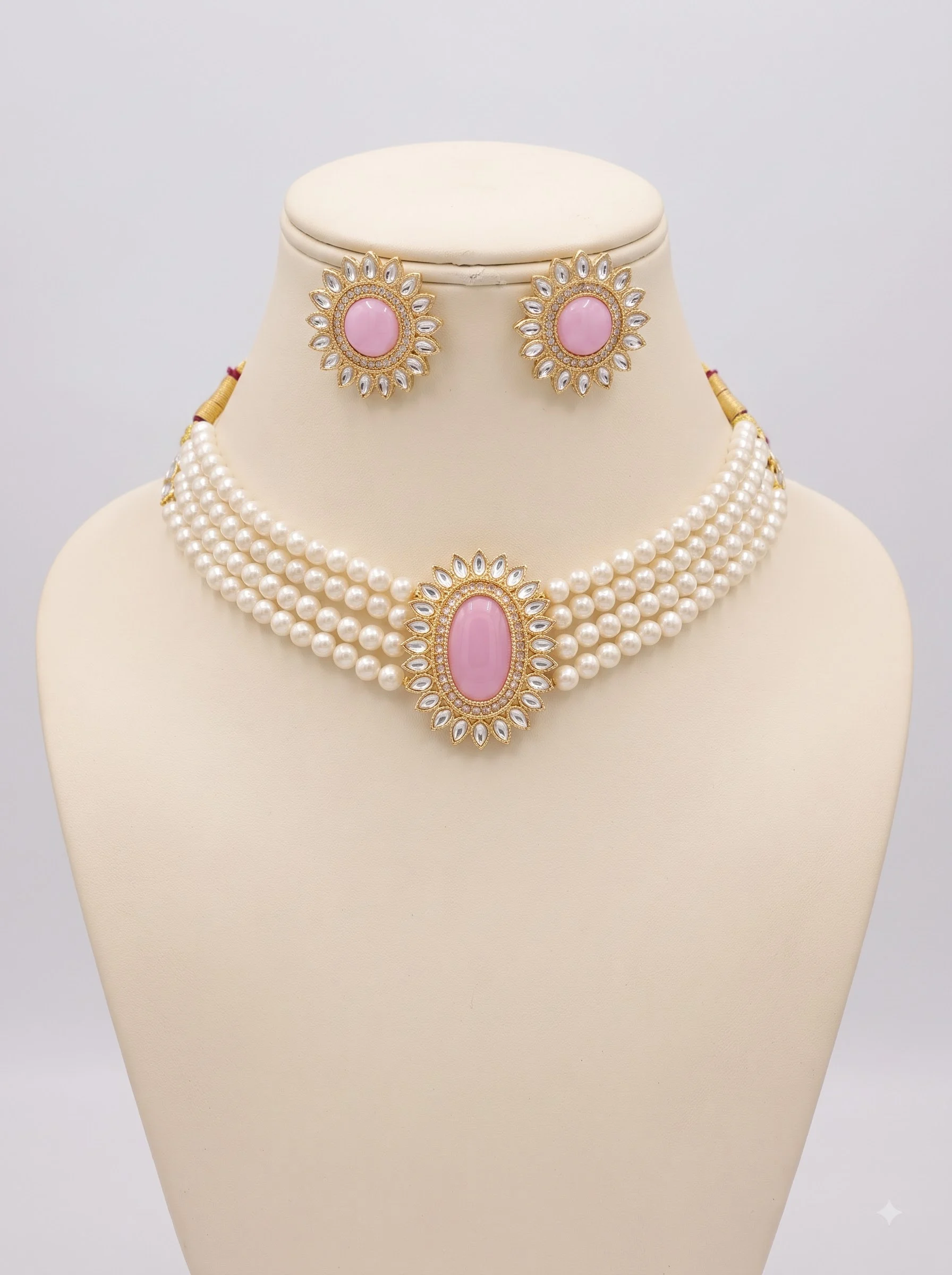 Pink Pearl Floral Choker - Image 2