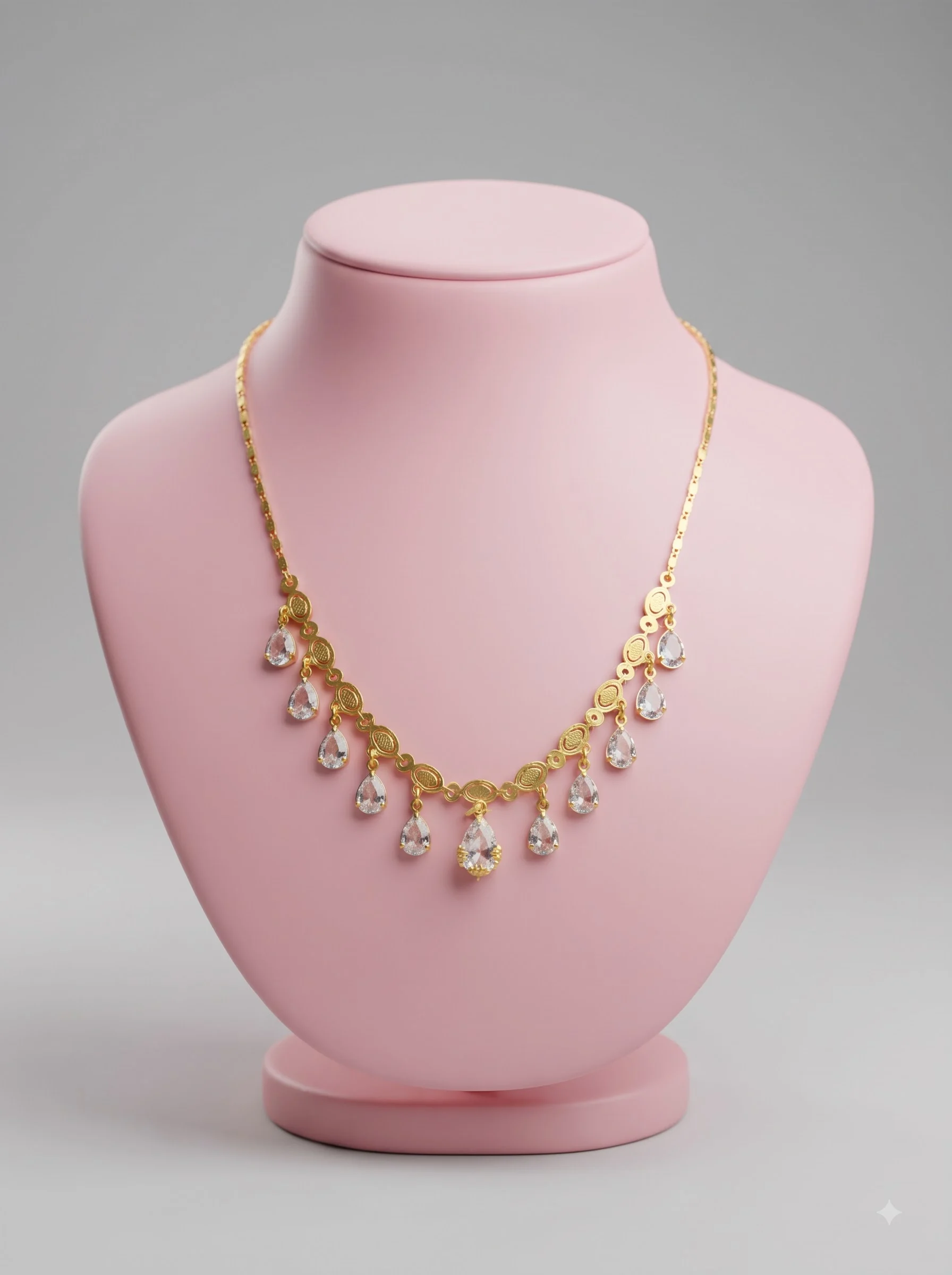 Royal Gold Plated Crystal Drop Necklace - Image 4