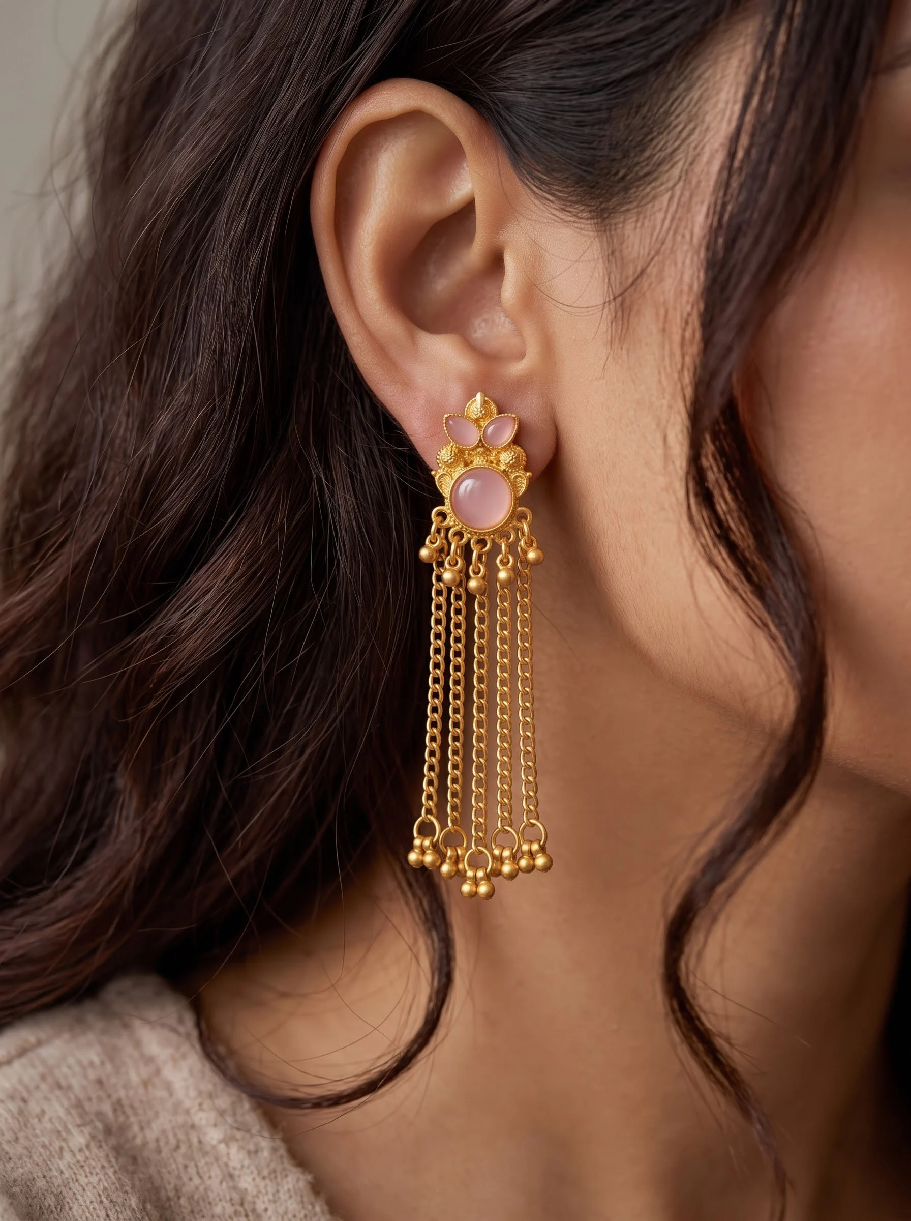 Blush Tassel Earrings - Image 3