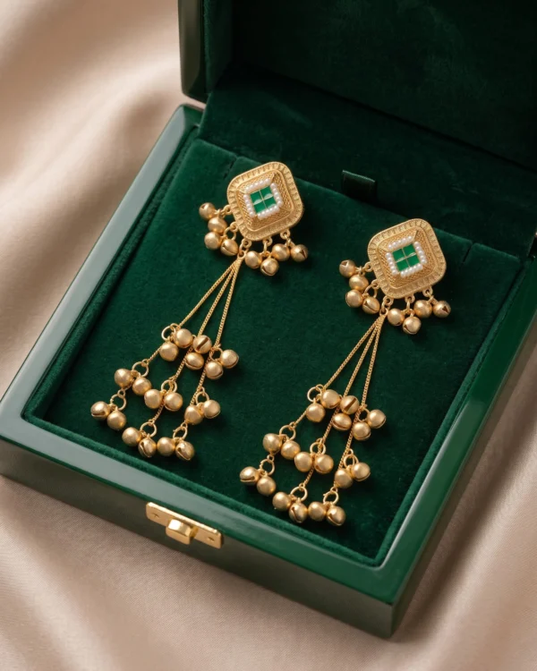 Emerald Pearl Drop Earrings