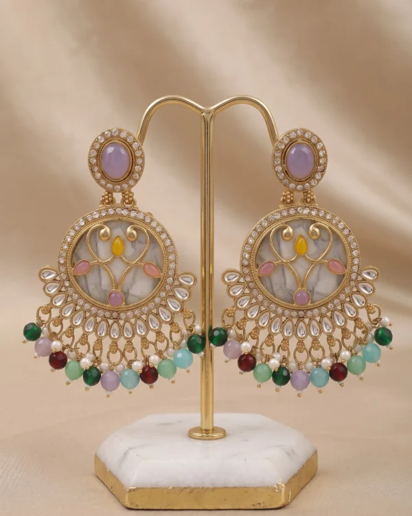 Multicolor Beaded Chandbali Earrings