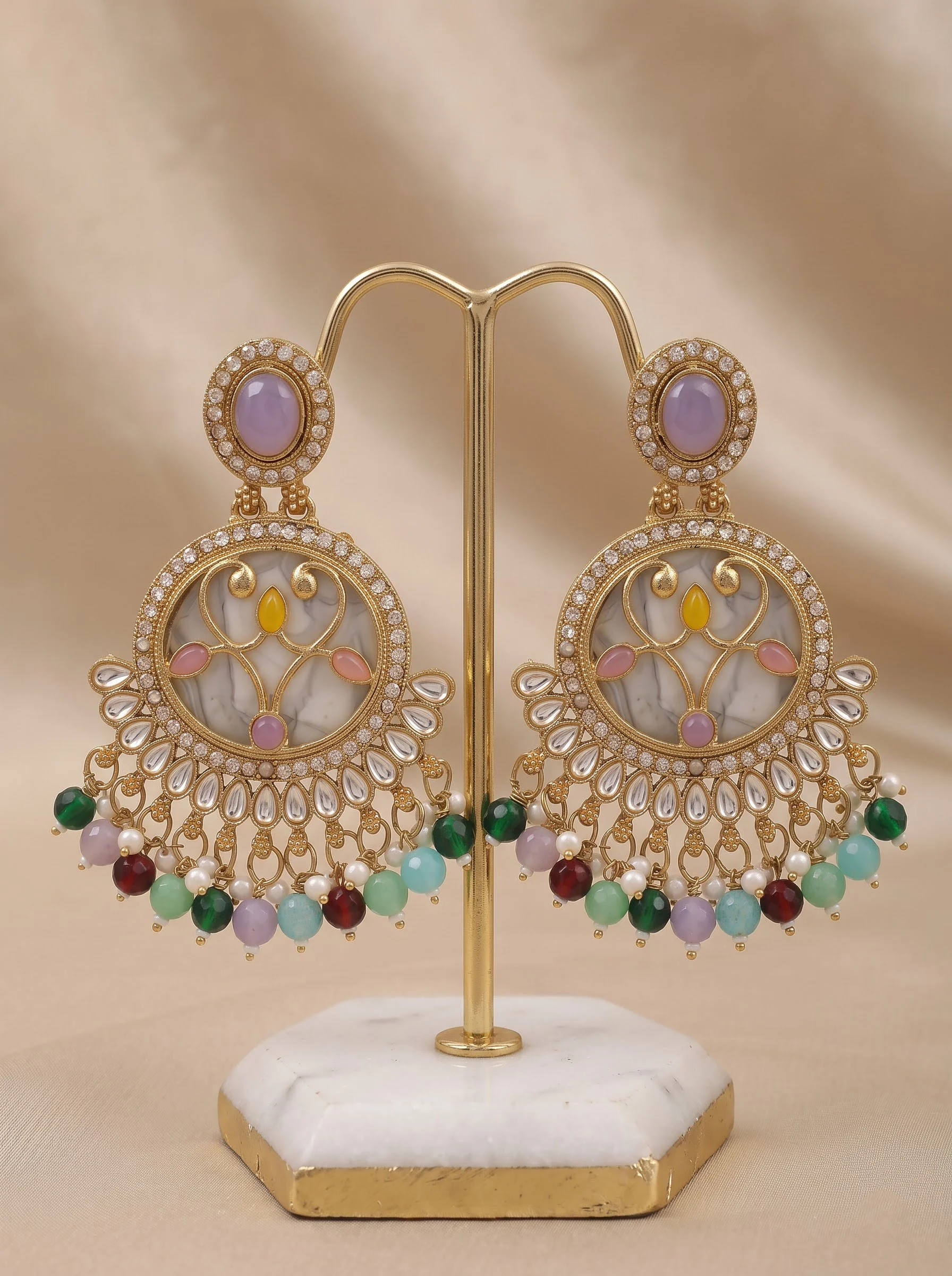 Multicolor Beaded Chandbali Earrings
