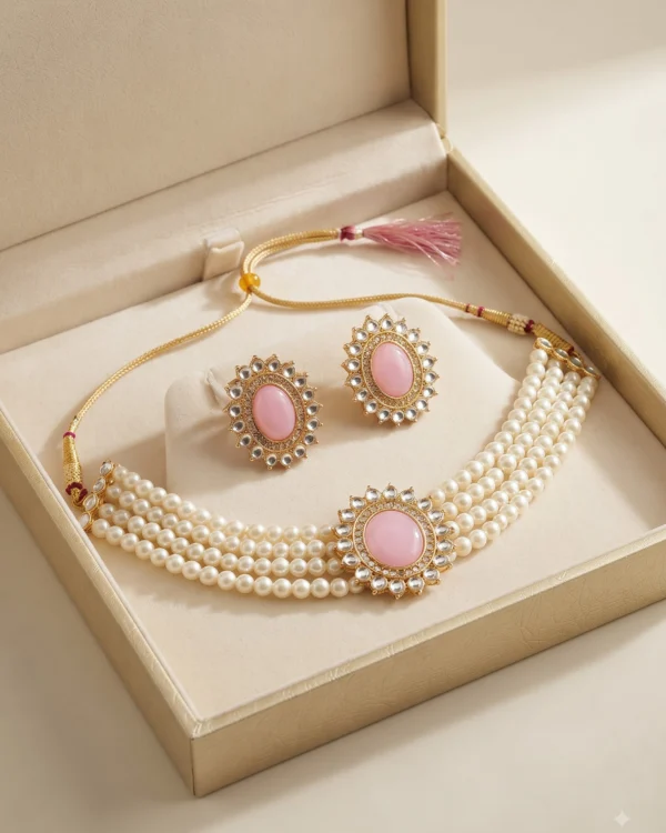 Blush Pink Pearl Choker Set