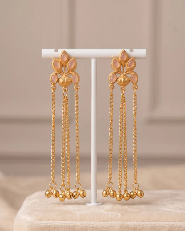 Blush Petal Cascade Chain Earrings