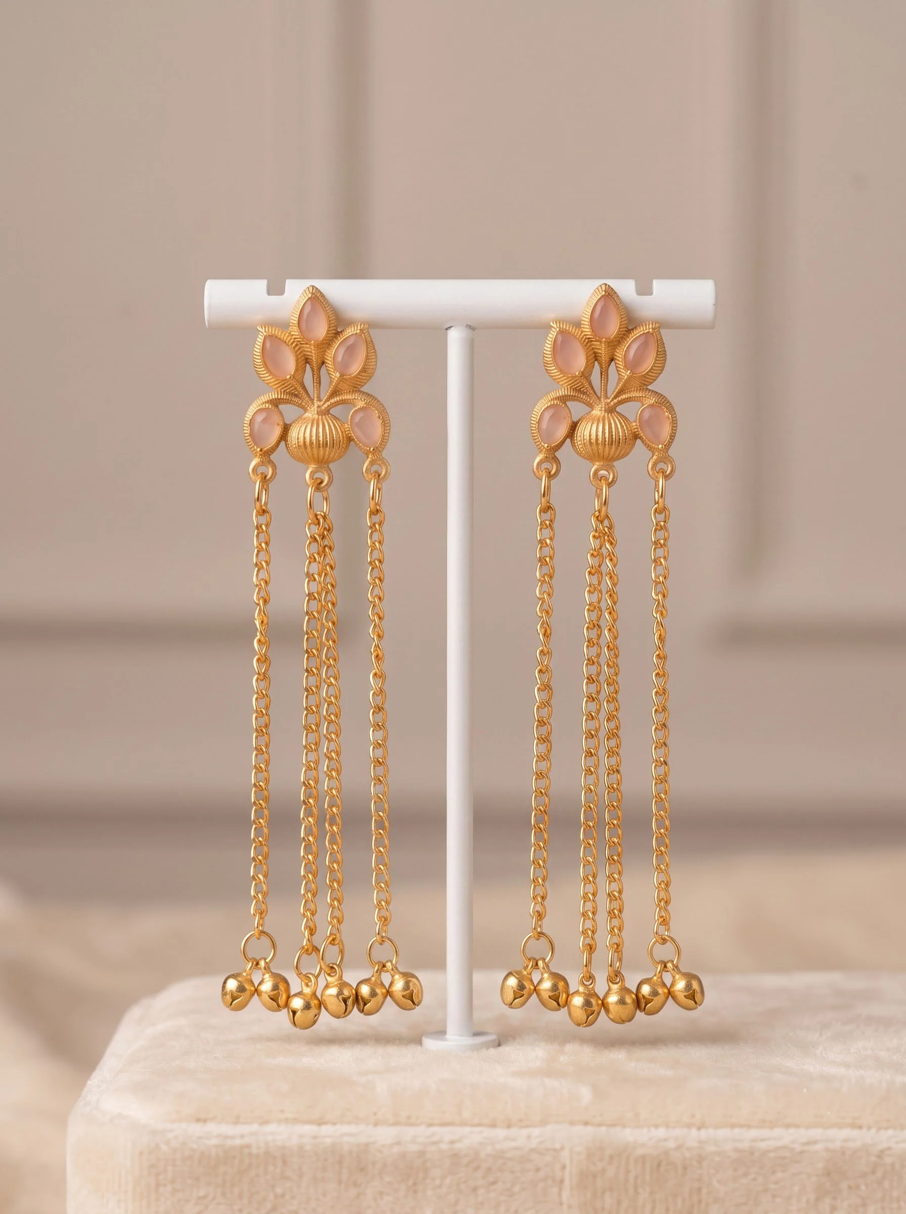 Blush Petal Cascade Chain Earrings