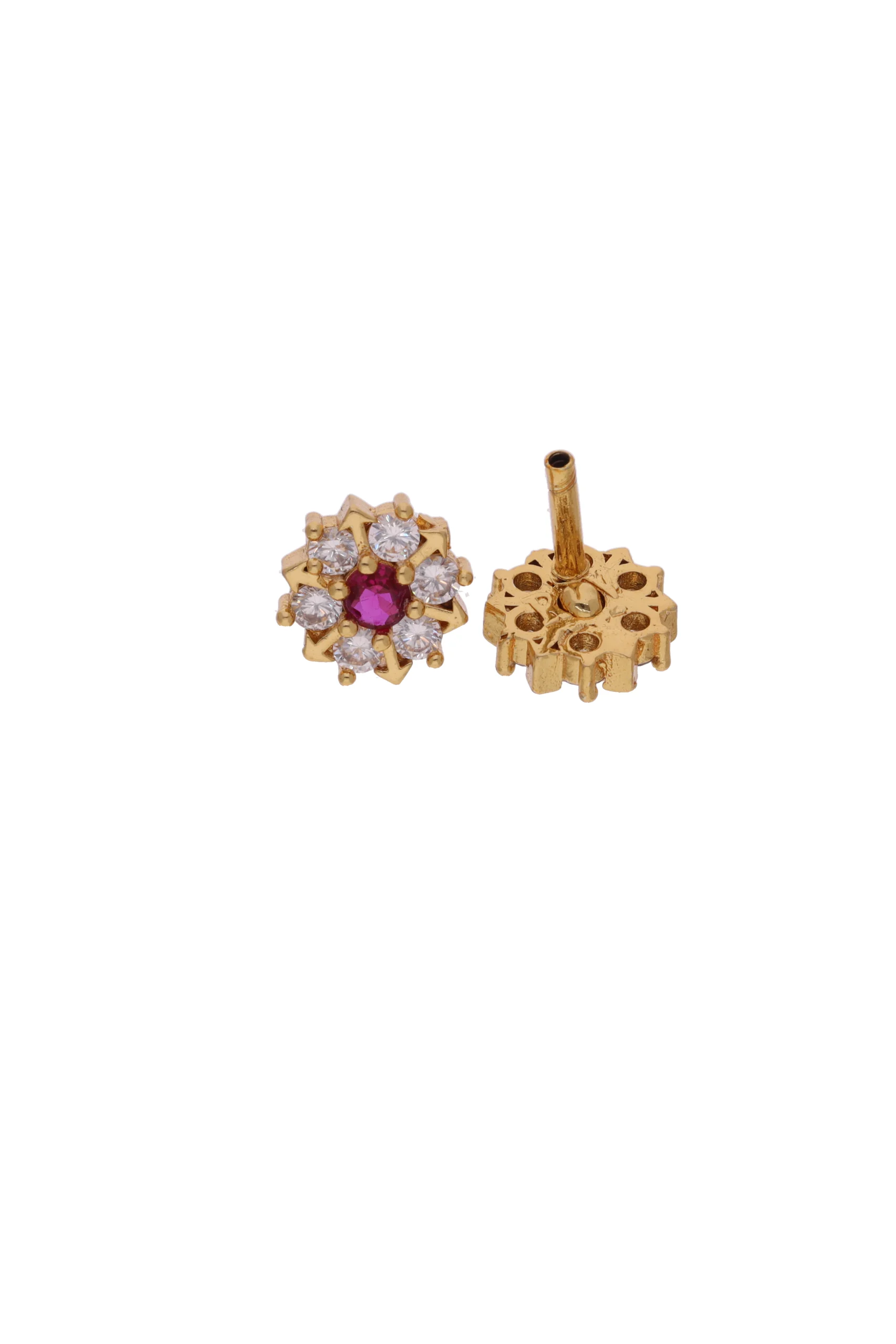 Ruby Floral Stud Earrings - Image 2