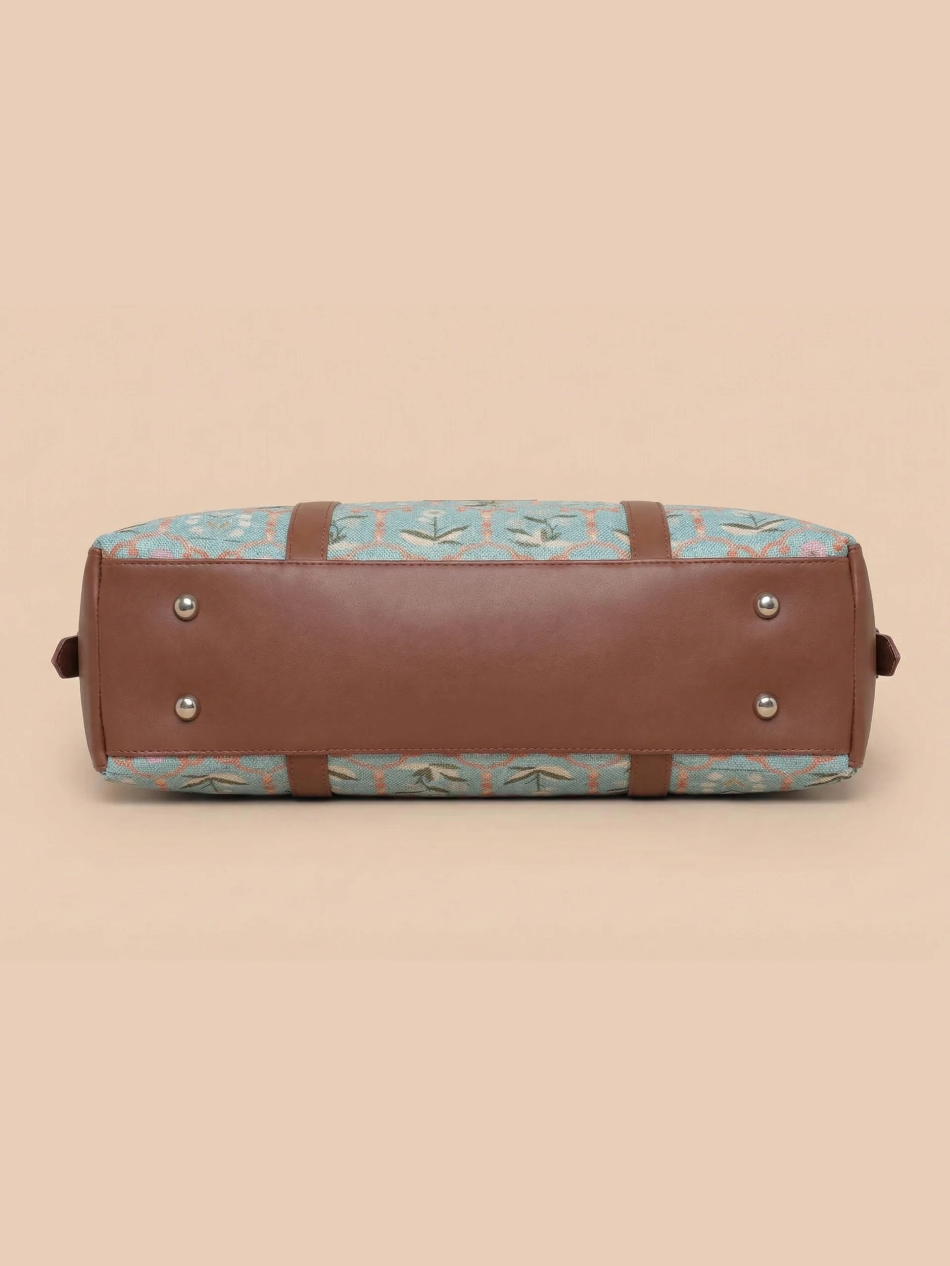 Brown Trimmed Floral Vine Tote Bag - Image 3