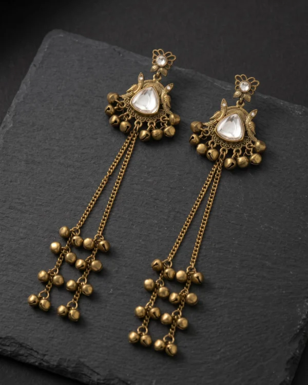 Kundan Heritage Tassel Drop Earrings