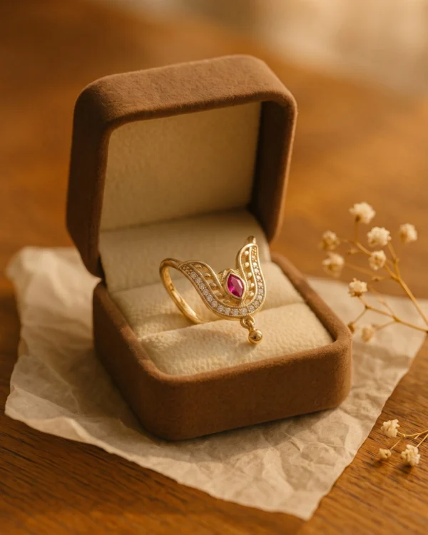 Ruby Leaf Crystal Ring
