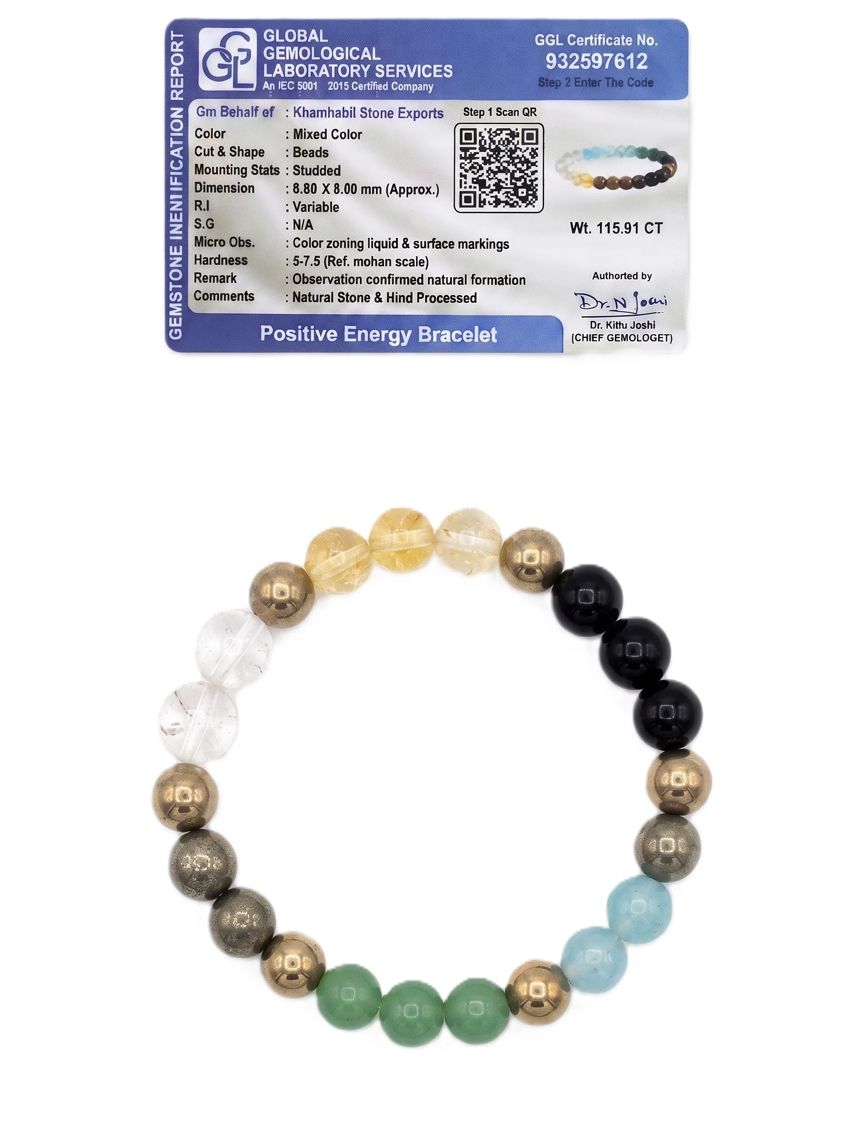 Positive Energy Natural Gemstone Beaded Bracelet - Image 6