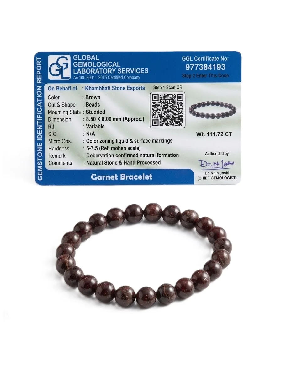 Natural Garnet Gemstone Beaded Bracelet - Image 2
