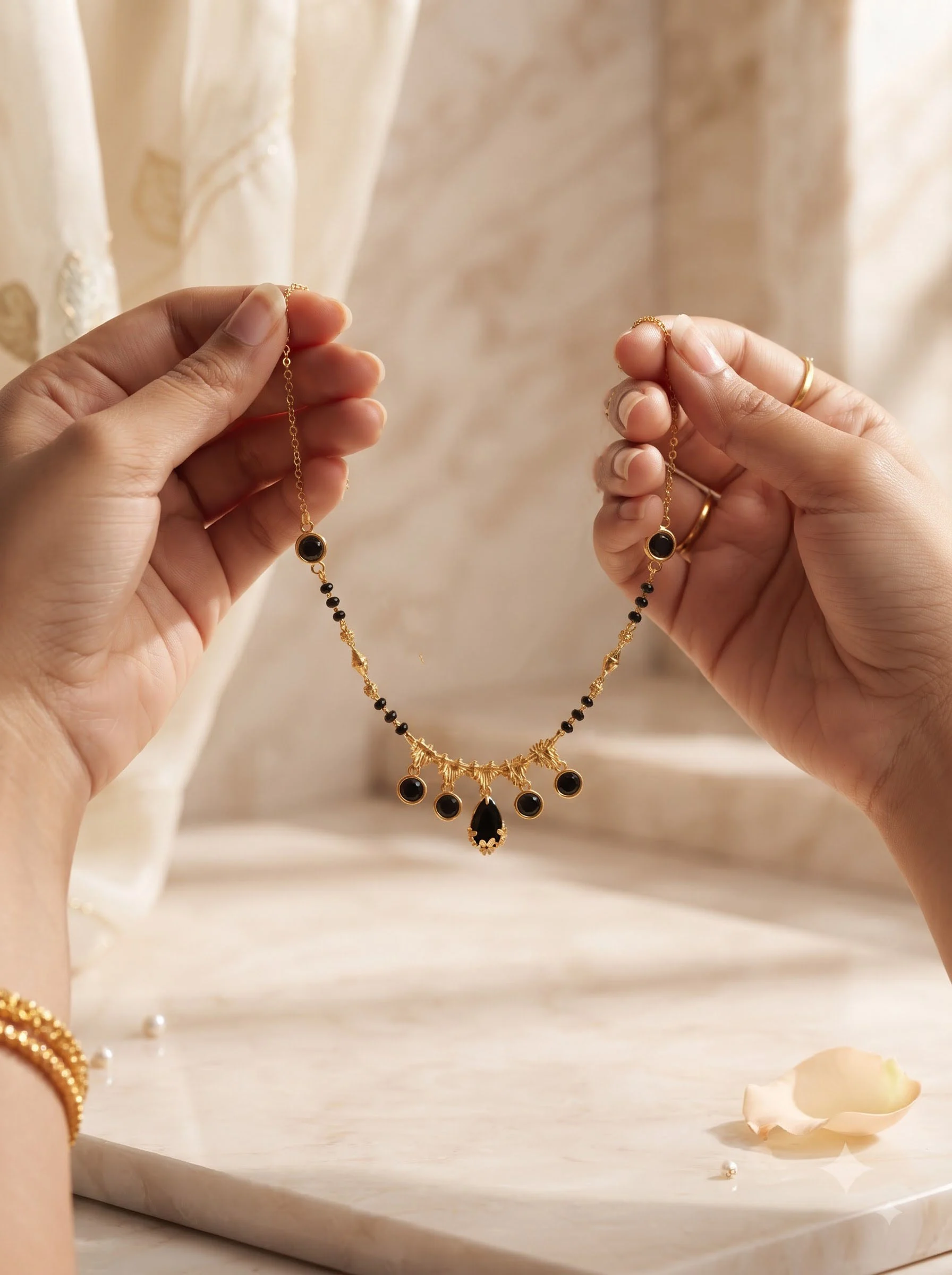 Ethnic Black Bead Mangalsutra Necklace - Image 4