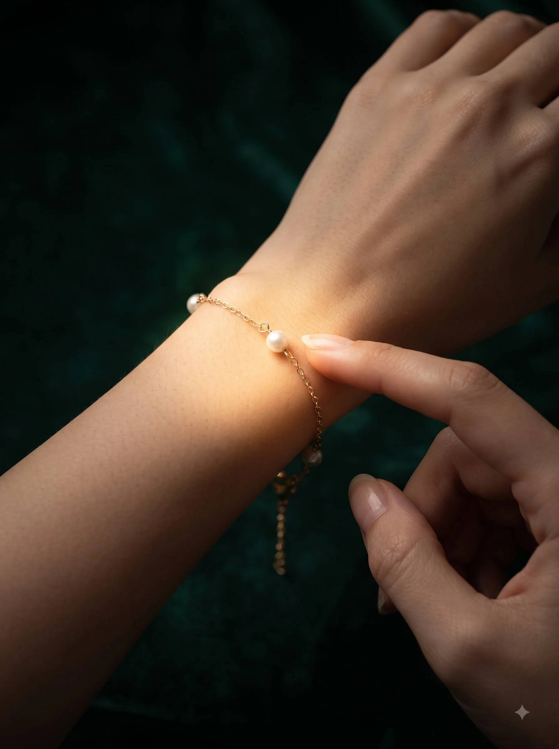 Rose Gold Pearl Charm Chain Bracelet - Image 2