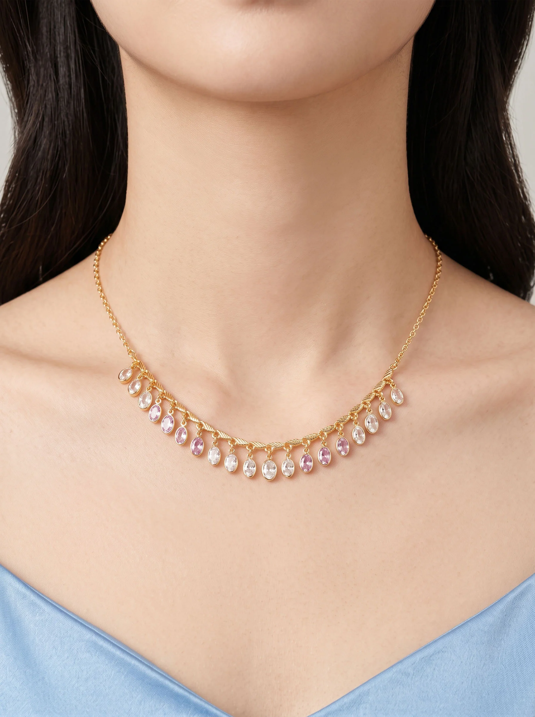 Golden Gemstone Drop Necklace - Image 5