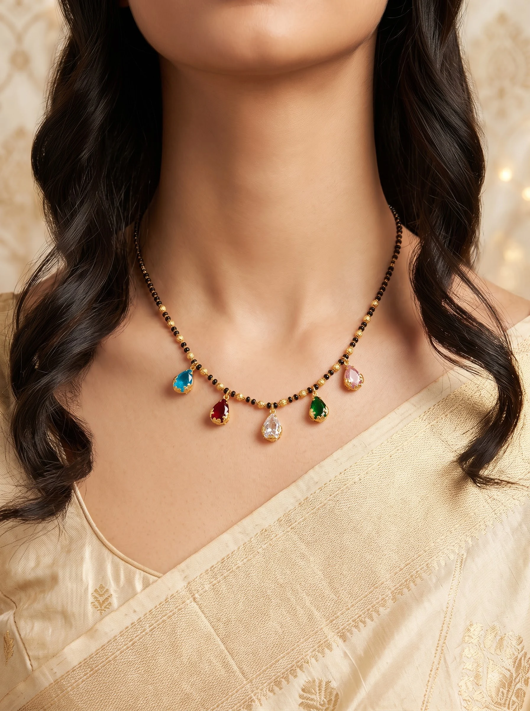 Rainbow Charm Black Bead Mangalsutra - Image 6