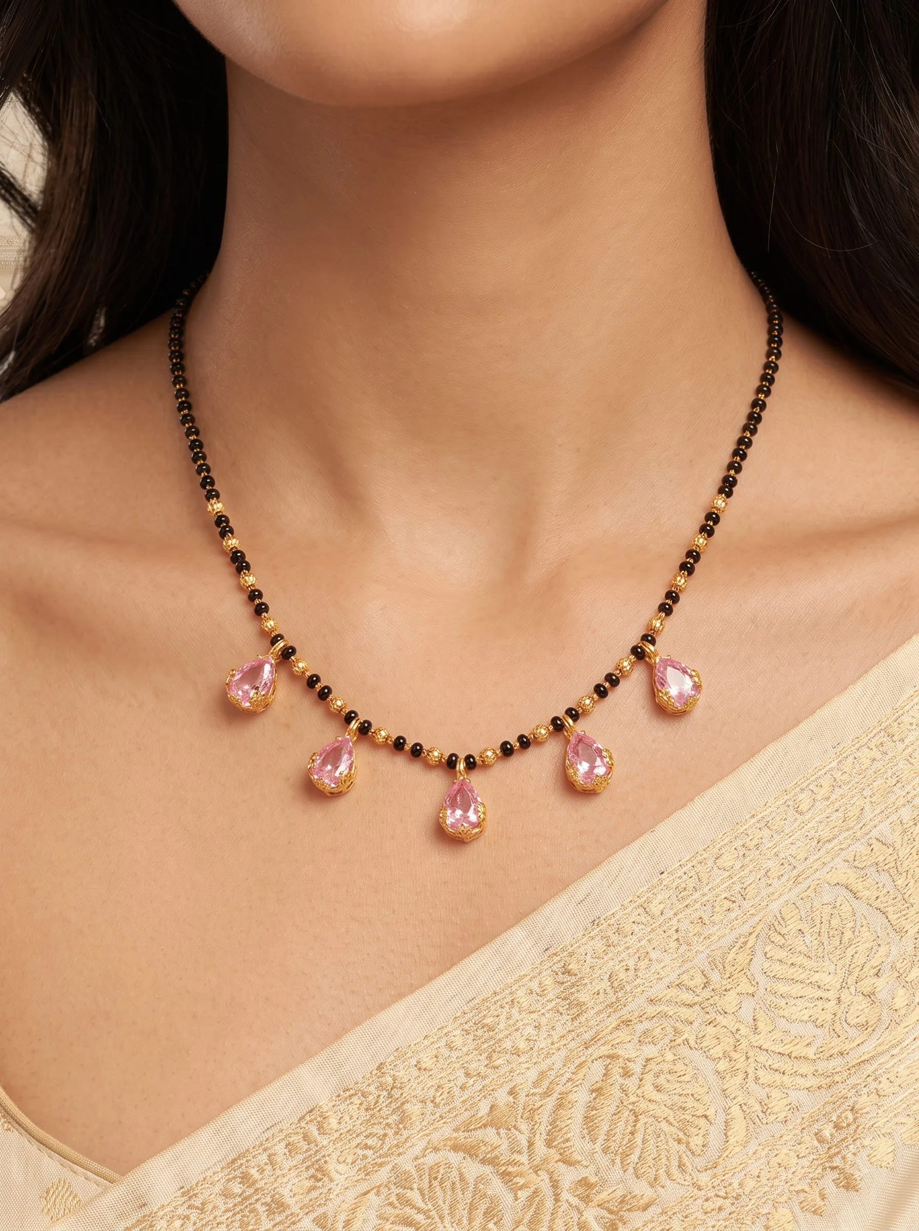 Sparkling Pink Drop Mangalsutra - Image 7