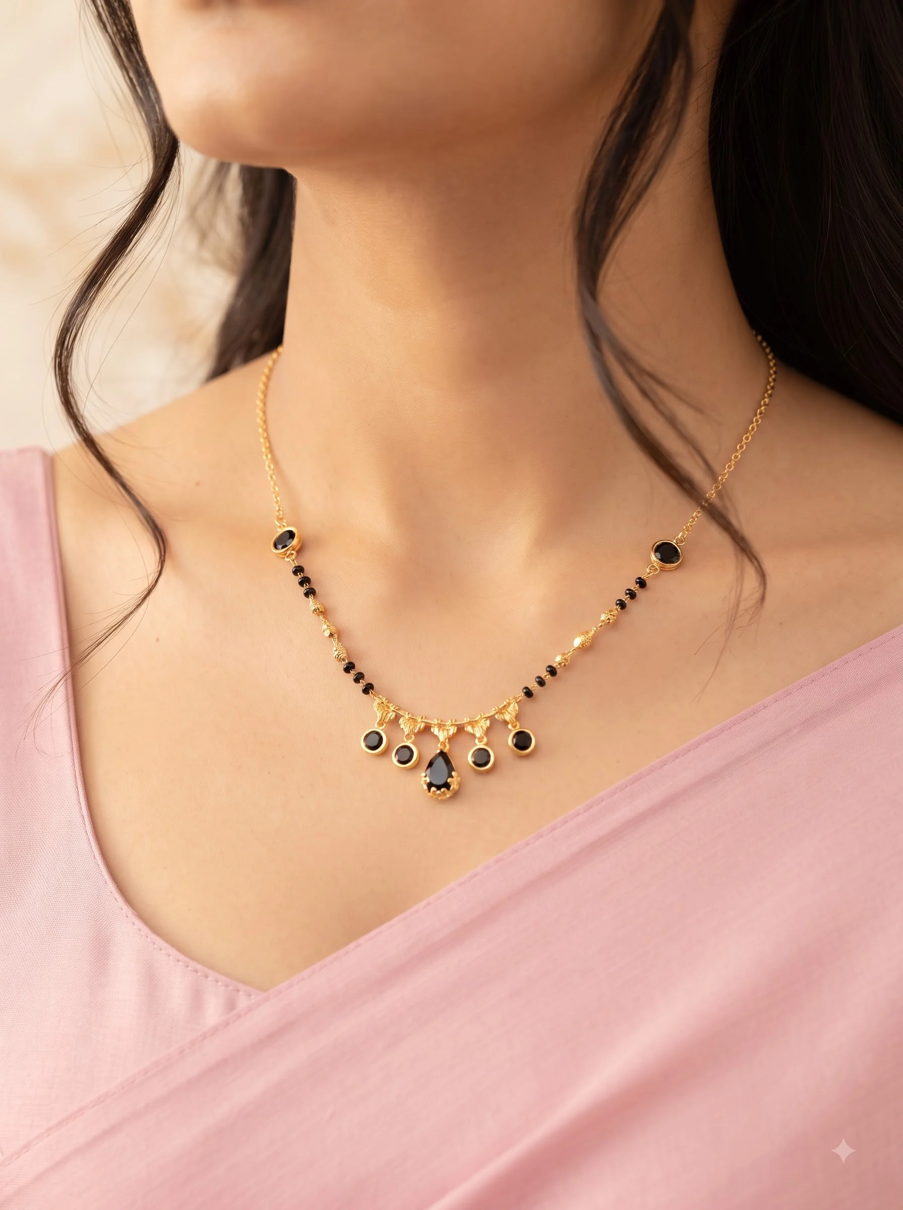 Ethnic Black Bead Mangalsutra Necklace - Image 5