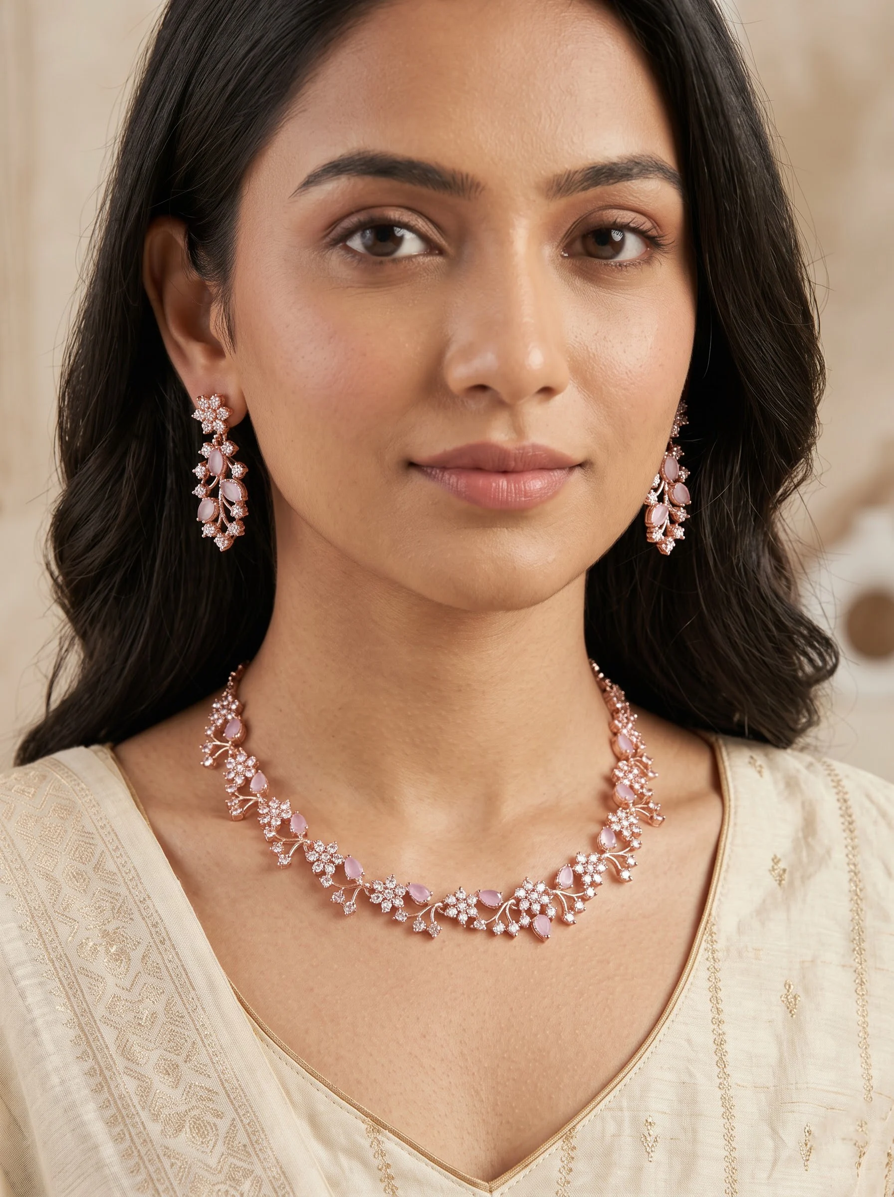Lavender Floral Necklace Set - Image 5