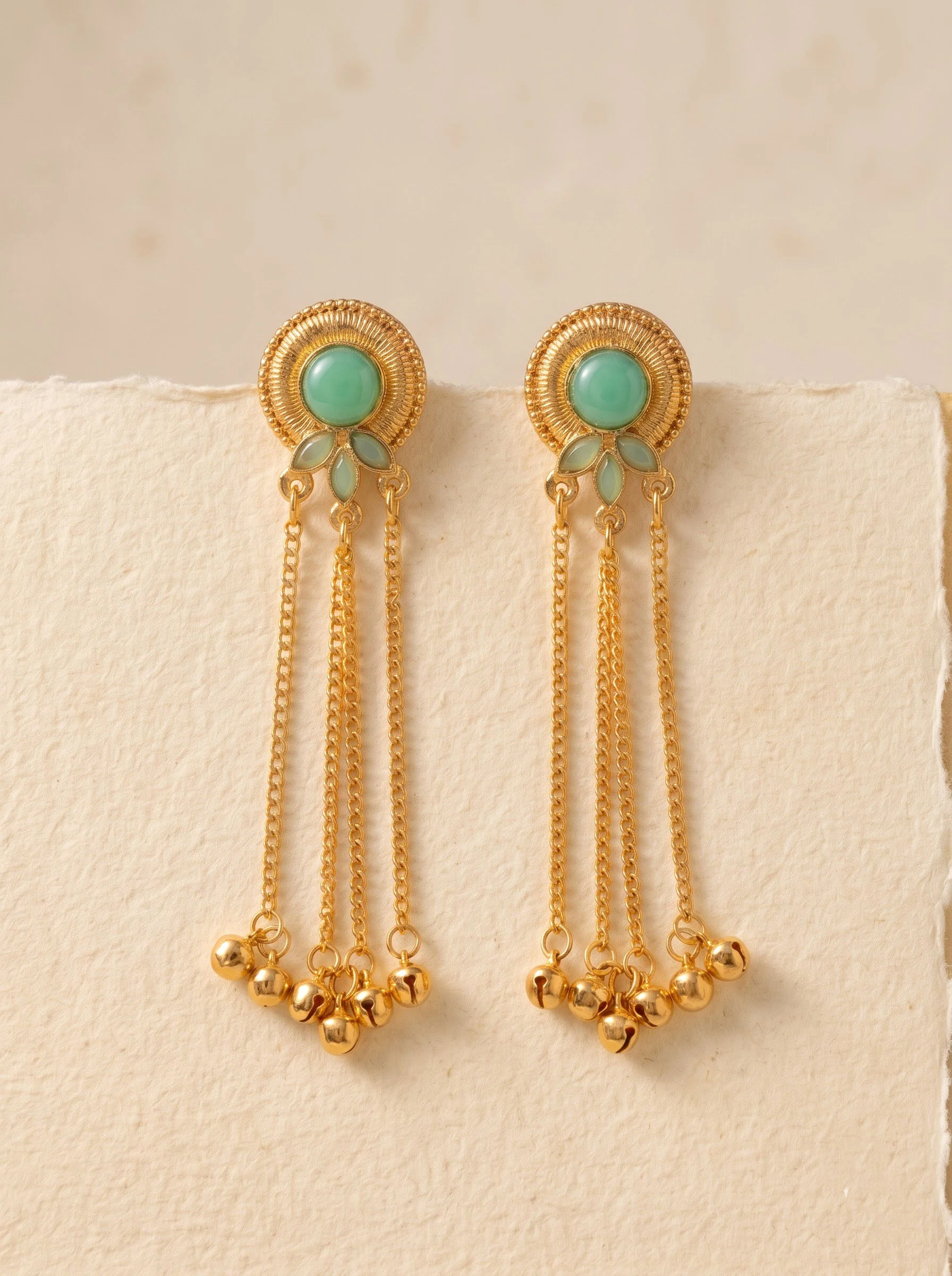 Mint Elegance Cascade Chain Earrings - Image 4