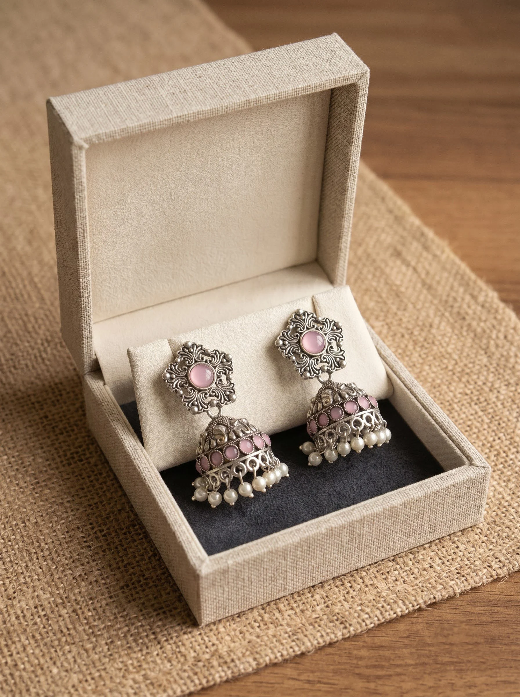 Blush Riwaayat Oxidised Jhumka Earrings - Image 5