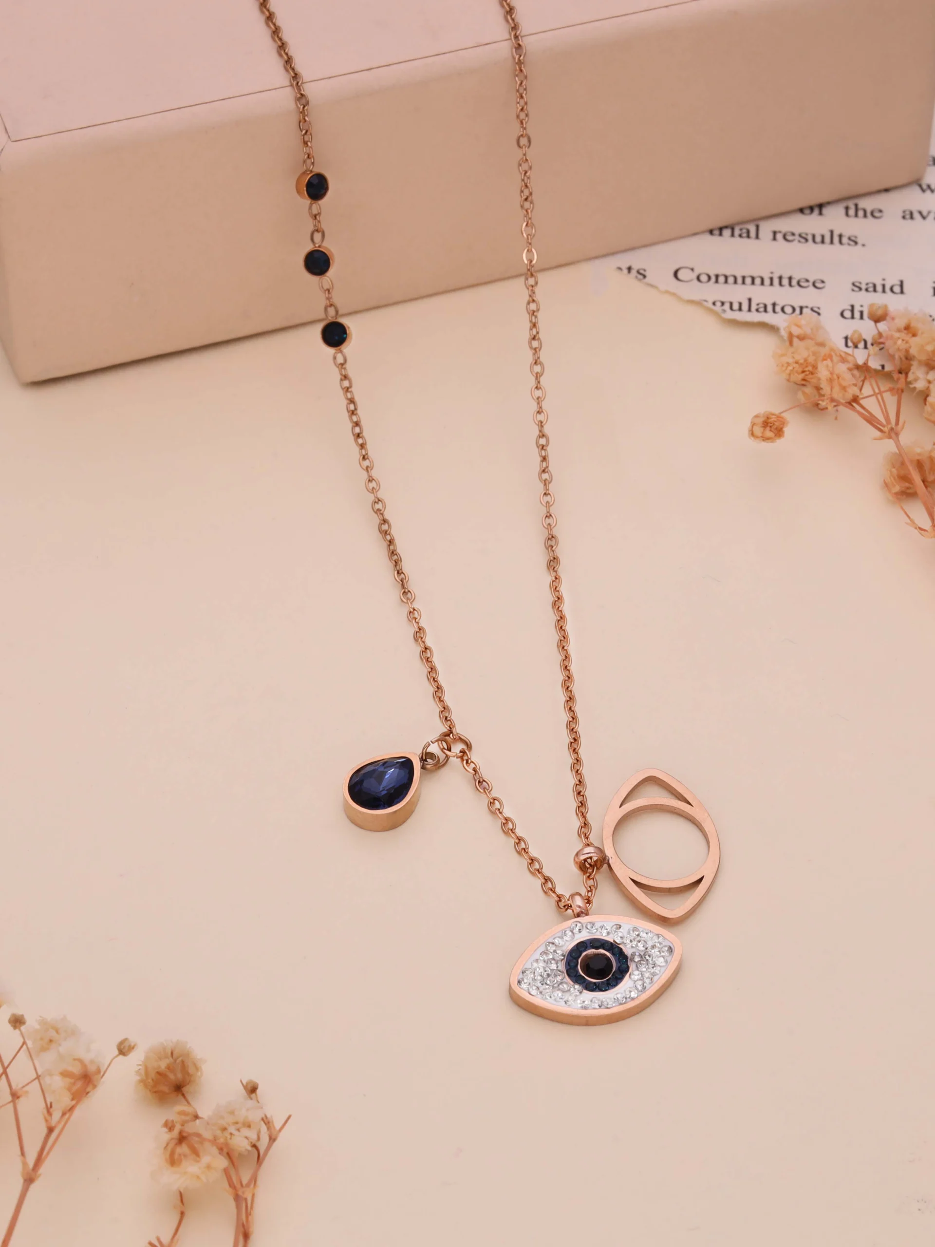 Crystal Evil Eye Charm Necklace - Image 2
