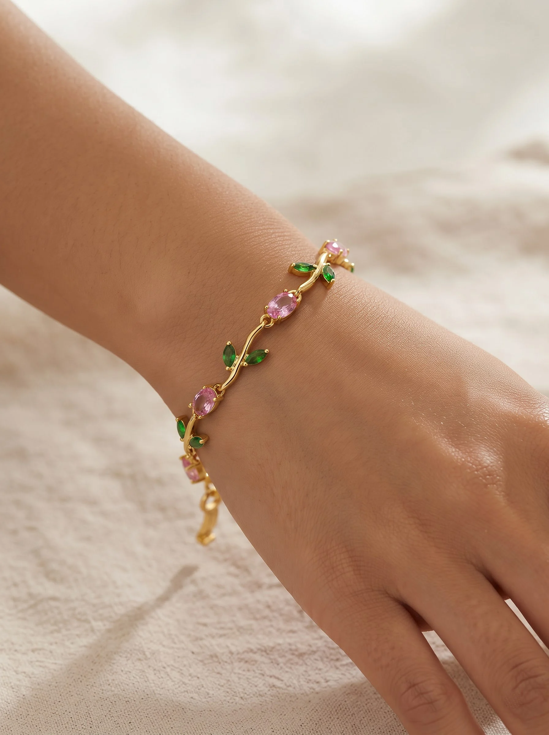 Pink Emerald Vine Bracelet - Image 3