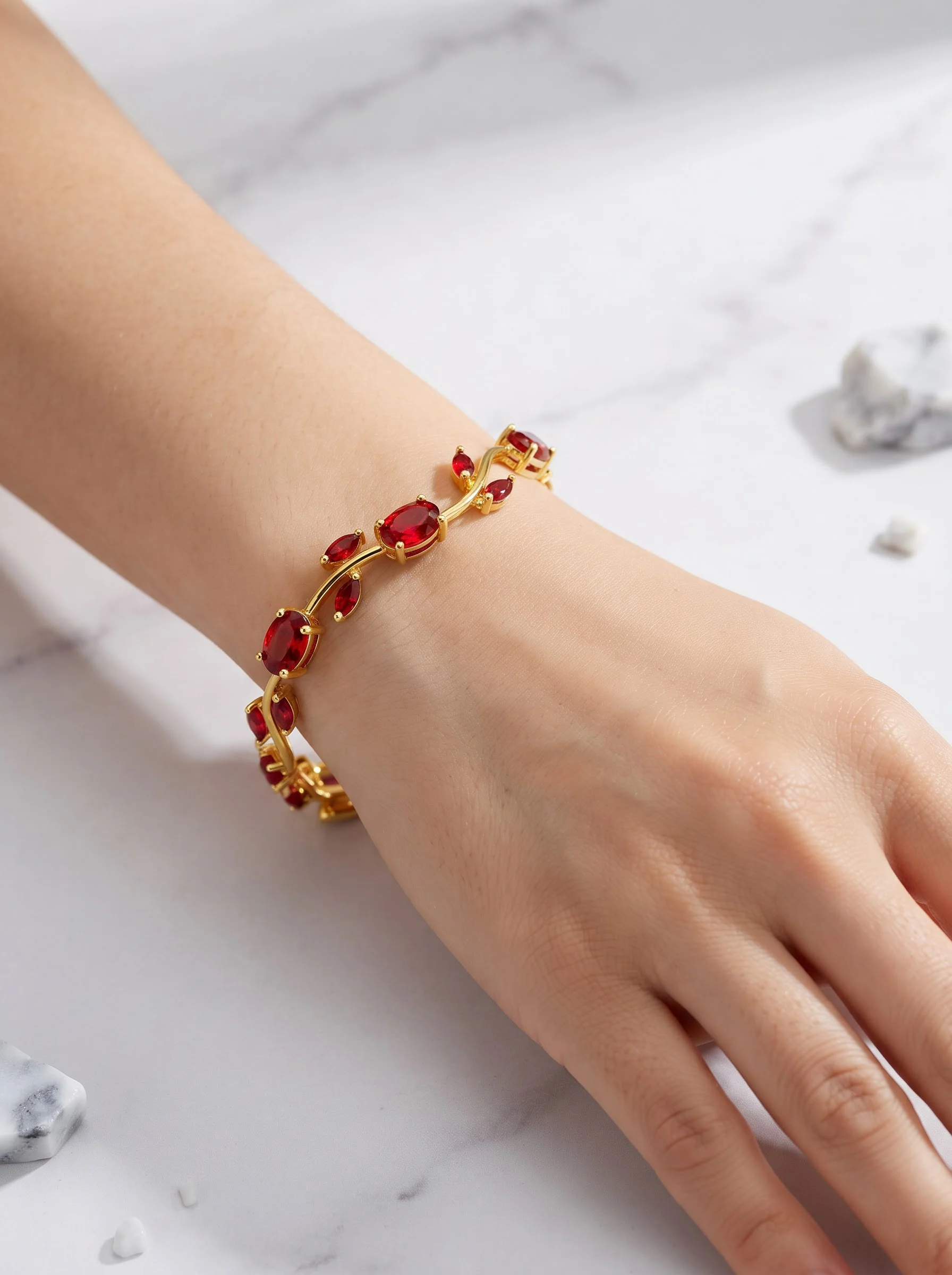 Ruby Red Floral Vine Bracelet - Image 5