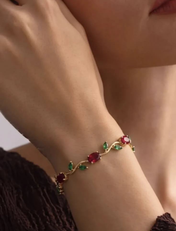 Ruby Emerald Vine Bracelet - Image 2