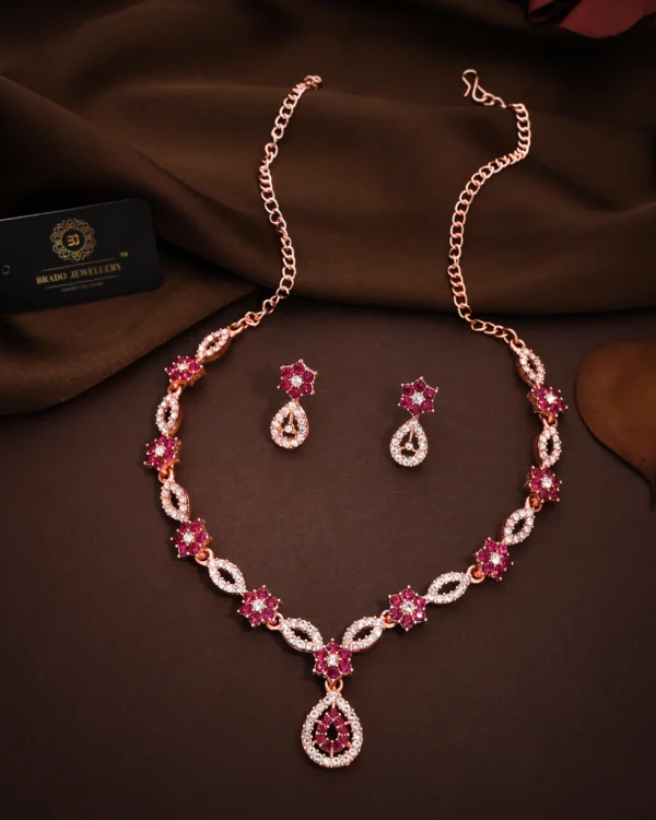 Ruby Teardrop Necklace Set