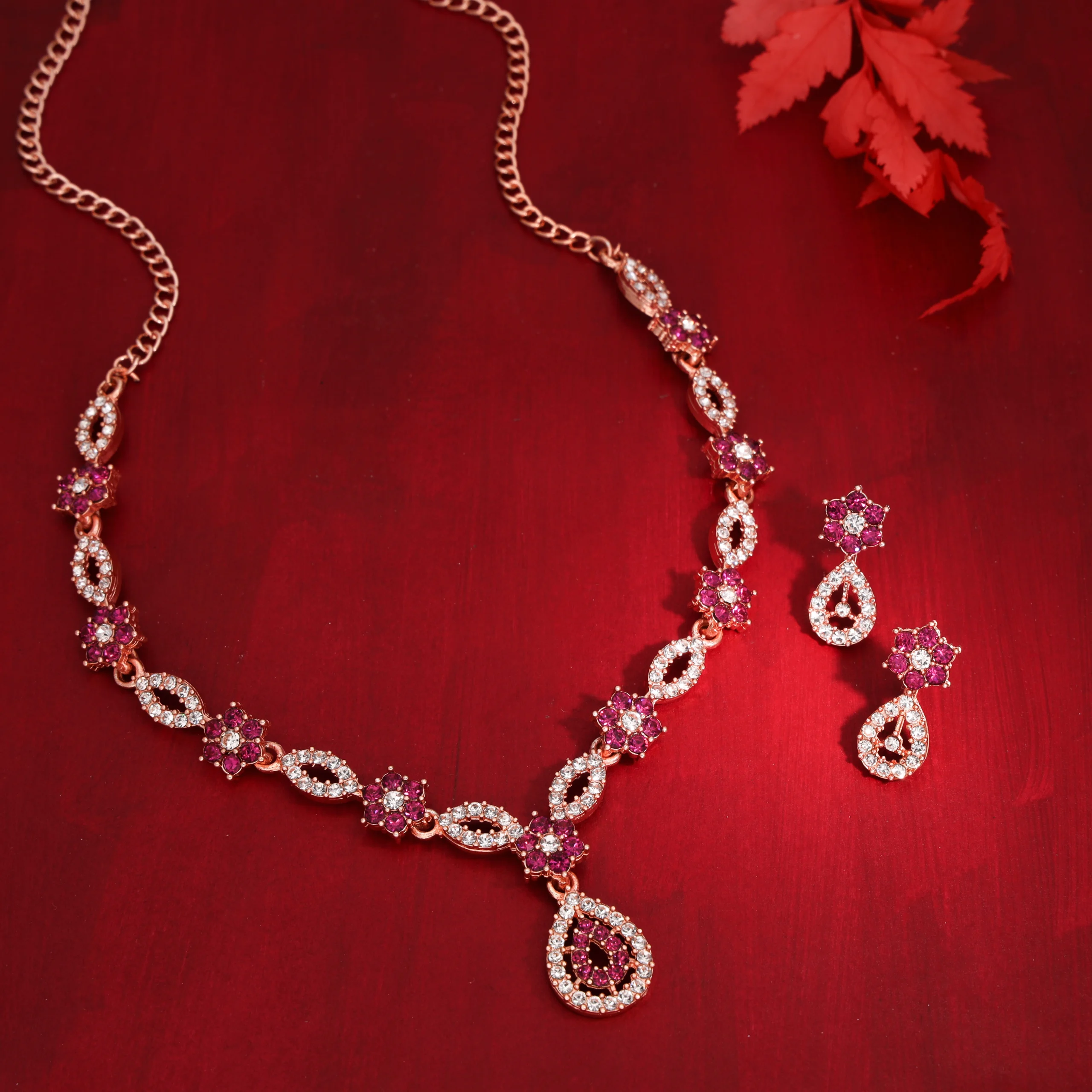 Ruby Teardrop Necklace Set - Image 5