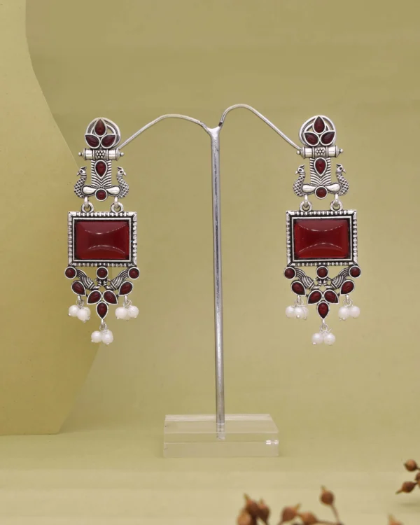 Maroon Tribal Drop Earrings