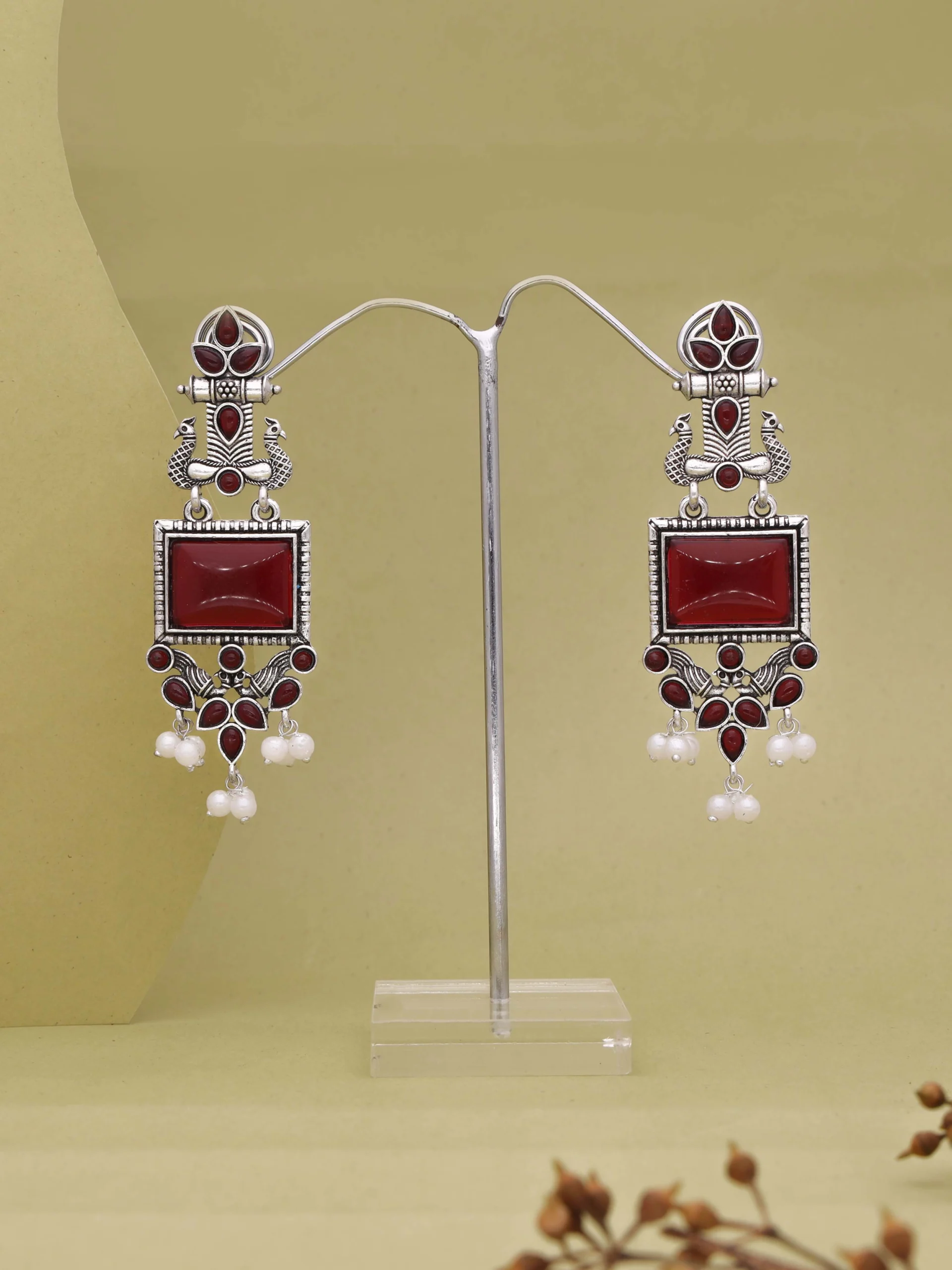Maroon Tribal Drop Earrings
