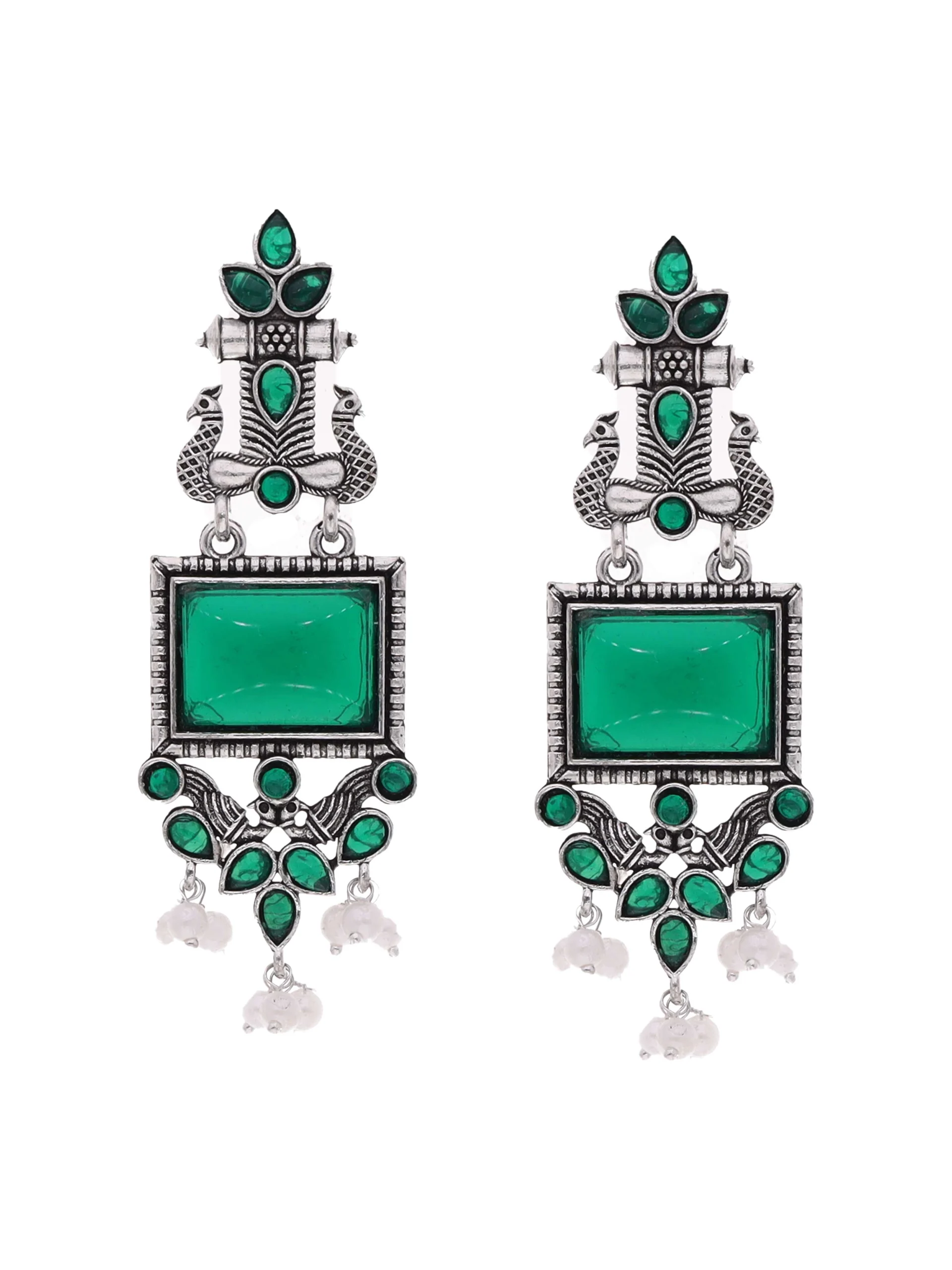 Emerald Tribal Drop Earrings - Image 6