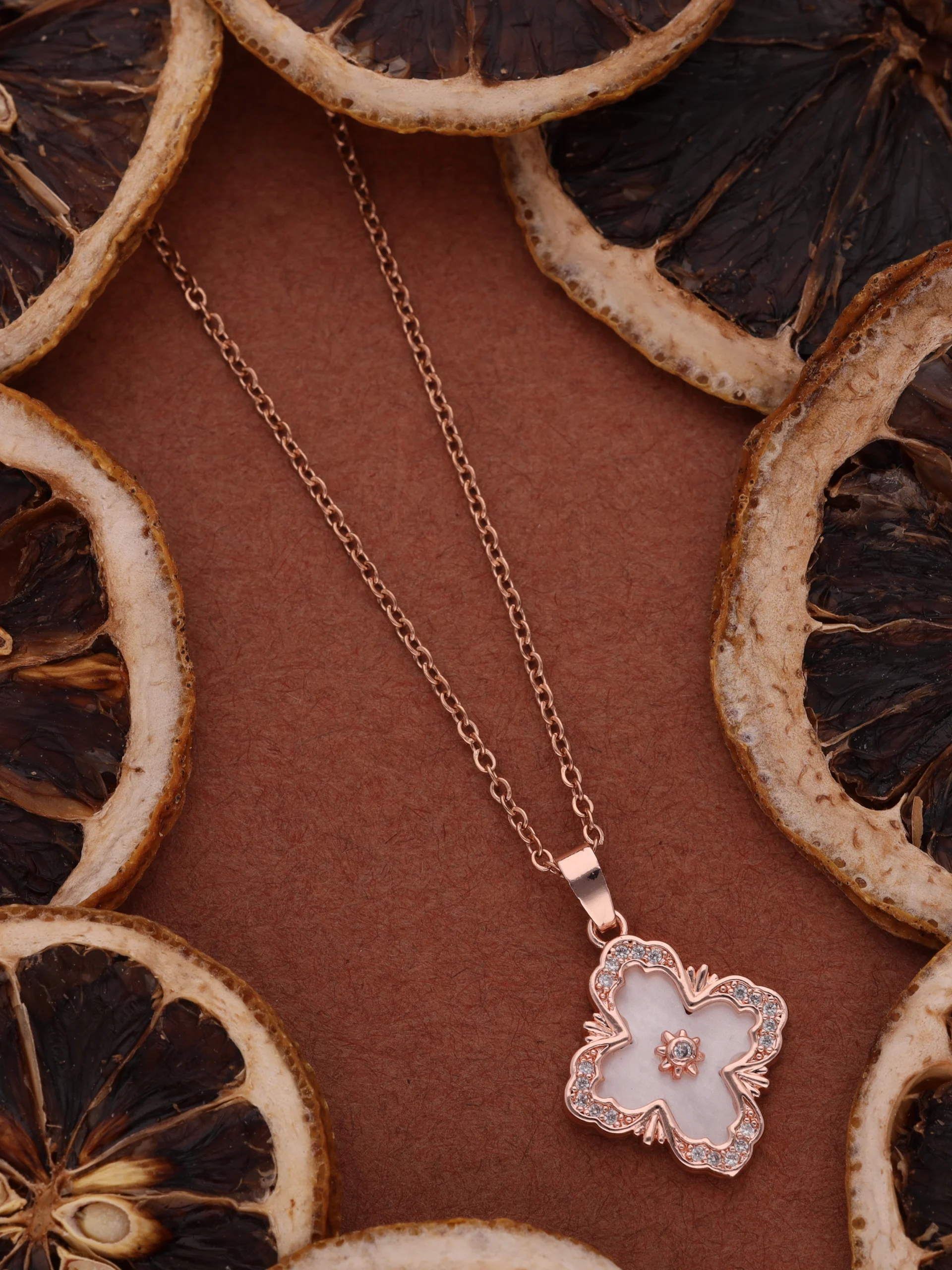 Rose Gold Floral Pendant - Image 2