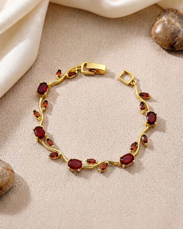 Ruby Red Floral Vine Bracelet