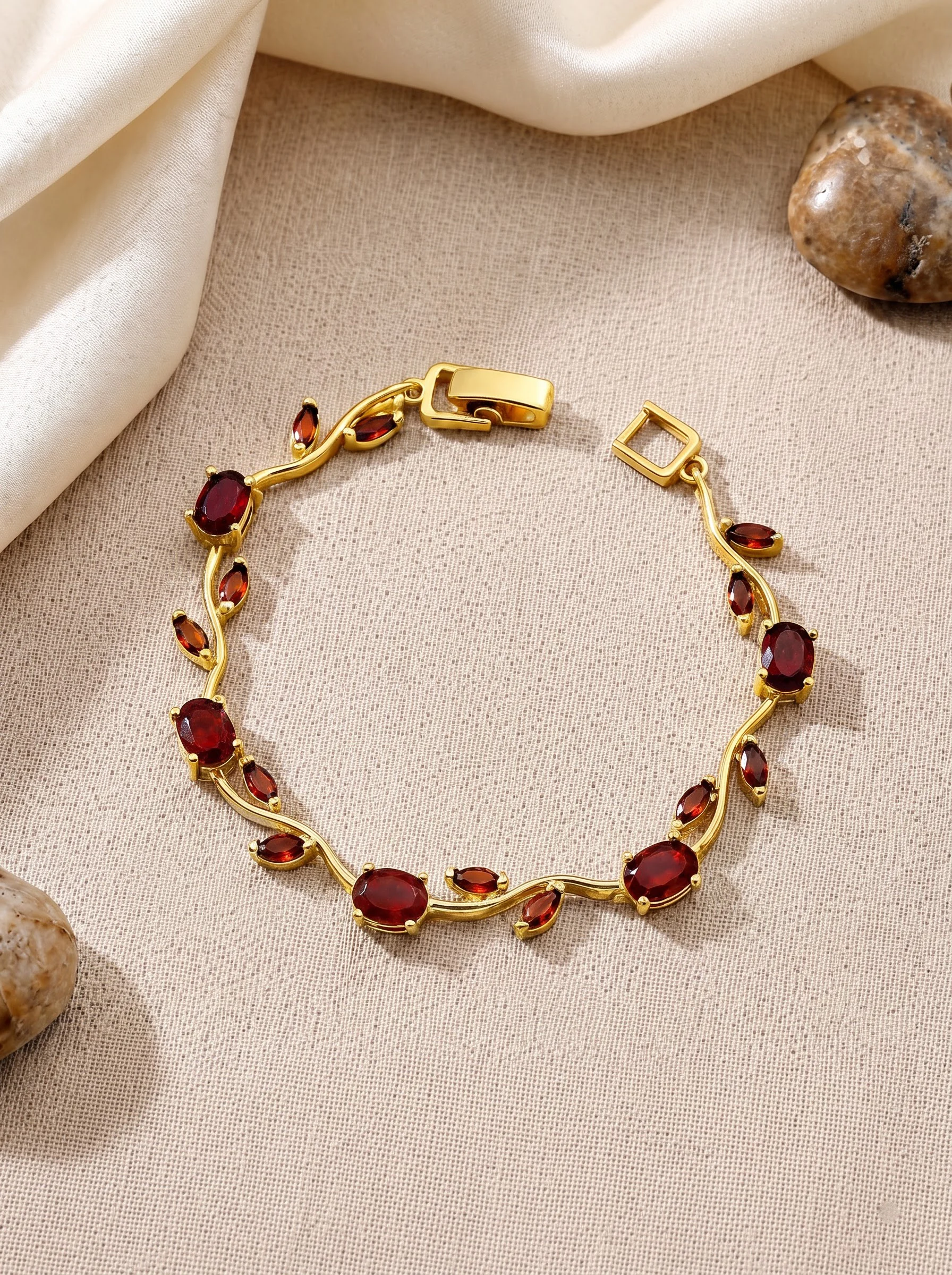 Ruby Red Floral Vine Bracelet
