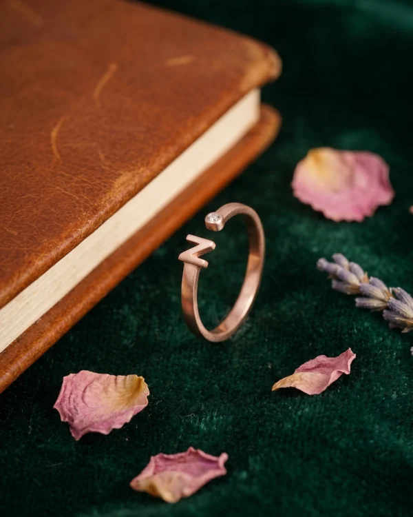 Rose Gold Initial N Ring